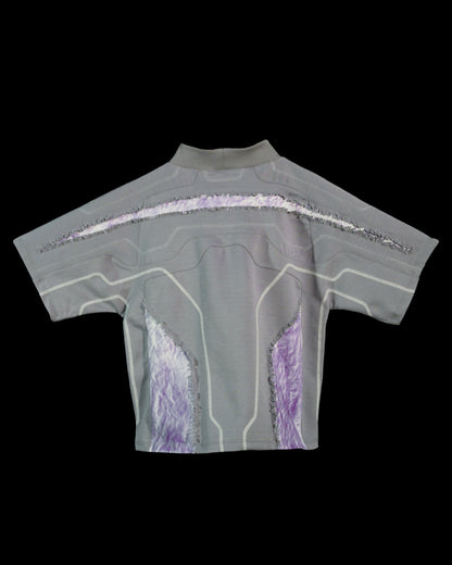 grey dark realm space sci-fi distressed tee, back view