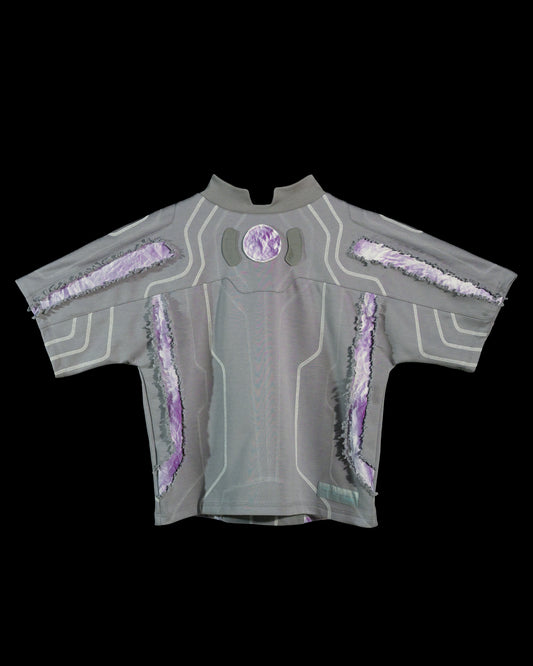 grey dark realm space sci-fi distressed tee, front view