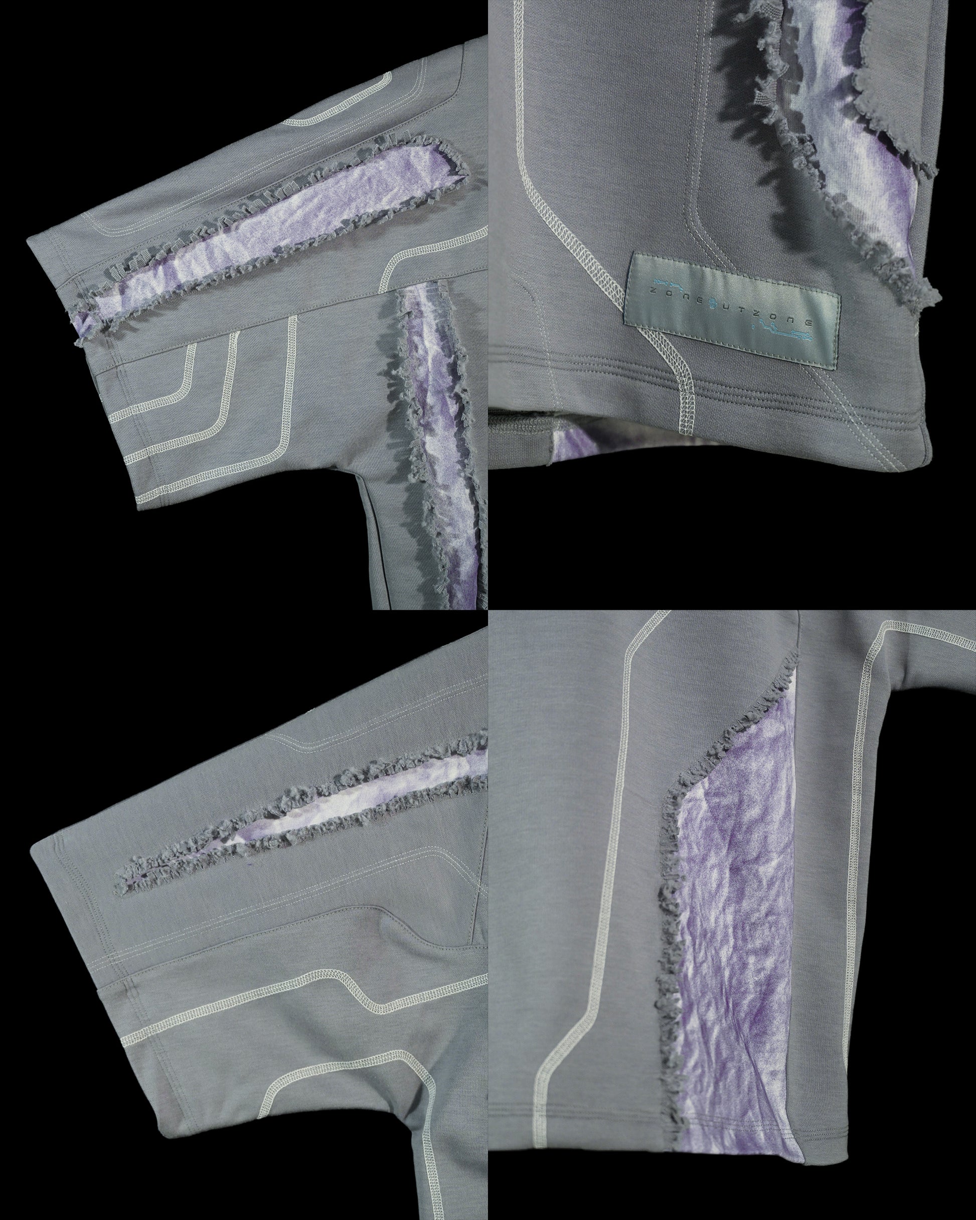 grey dark realm space sci-fi distressed tee, sleeve view