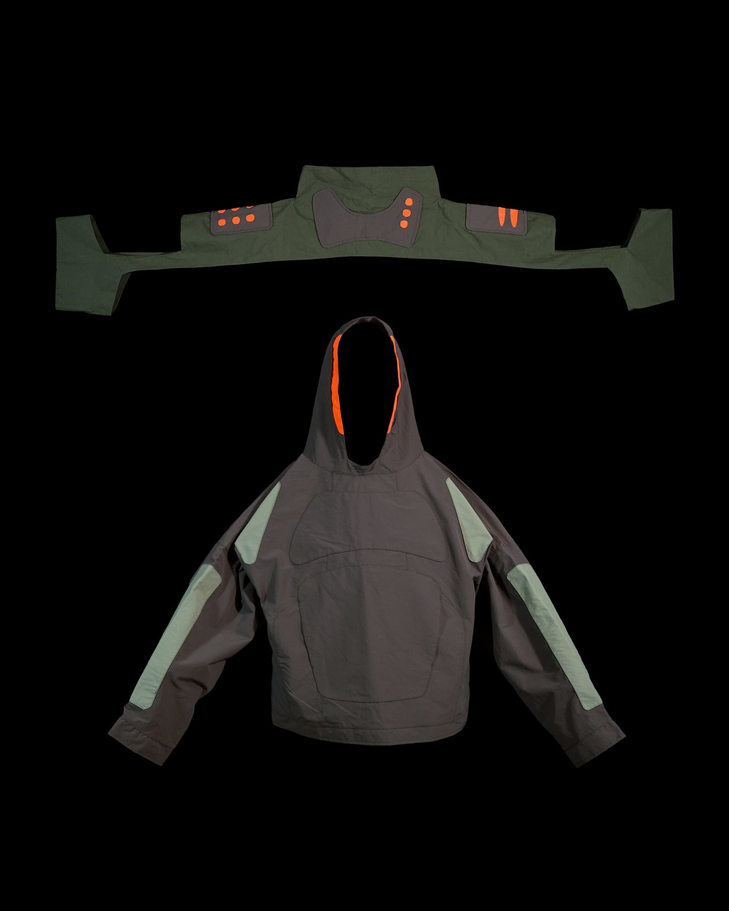 grey industrial techwear sci-fi archive jacket, add on view