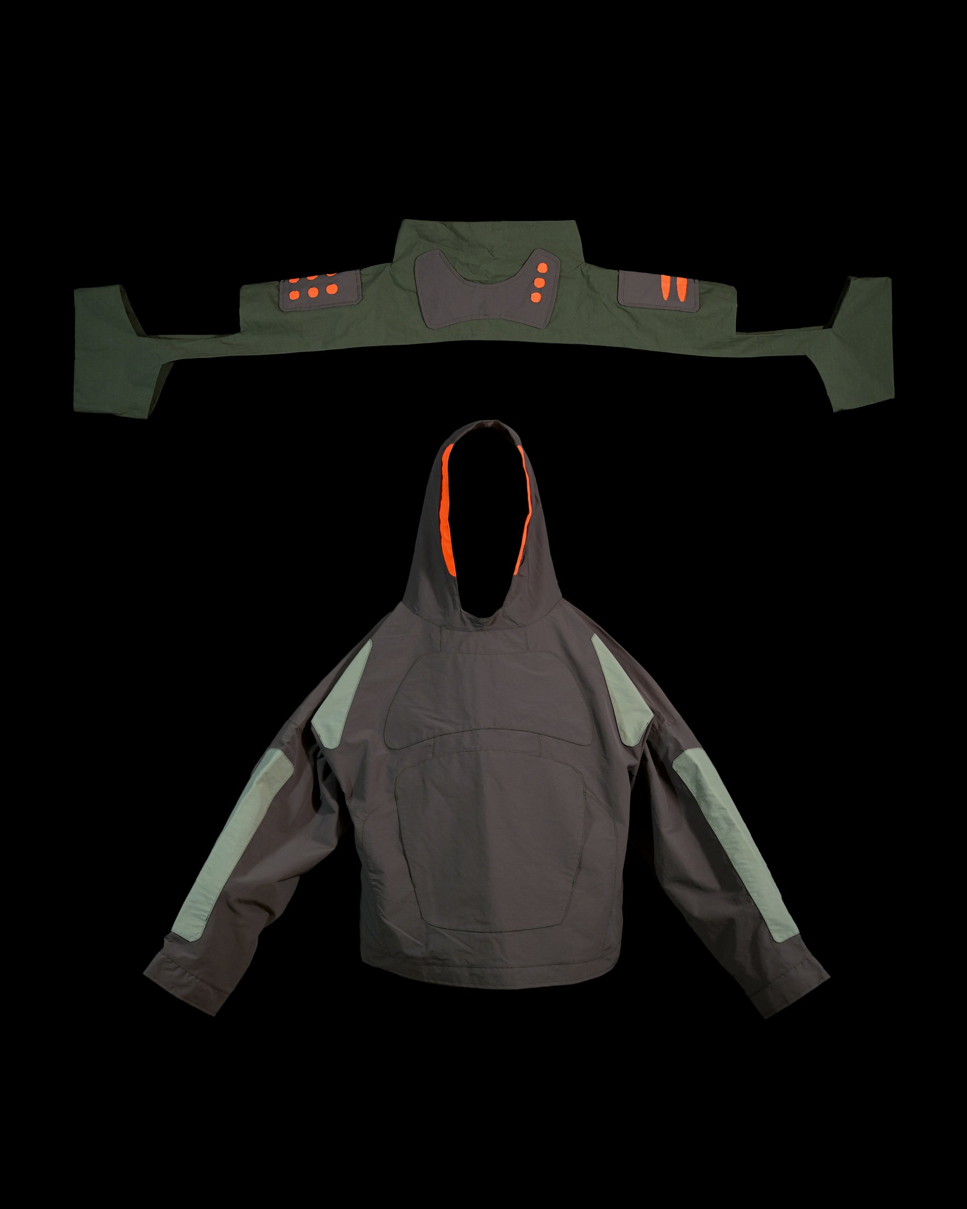 grey industrial techwear sci-fi archive jacket, add on view