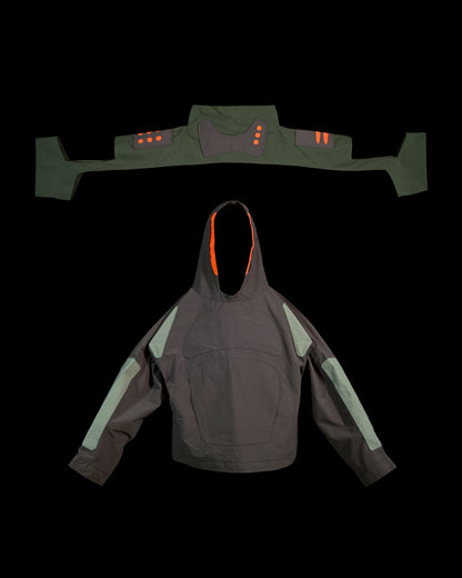 grey industrial techwear sci-fi archive jacket, add on view