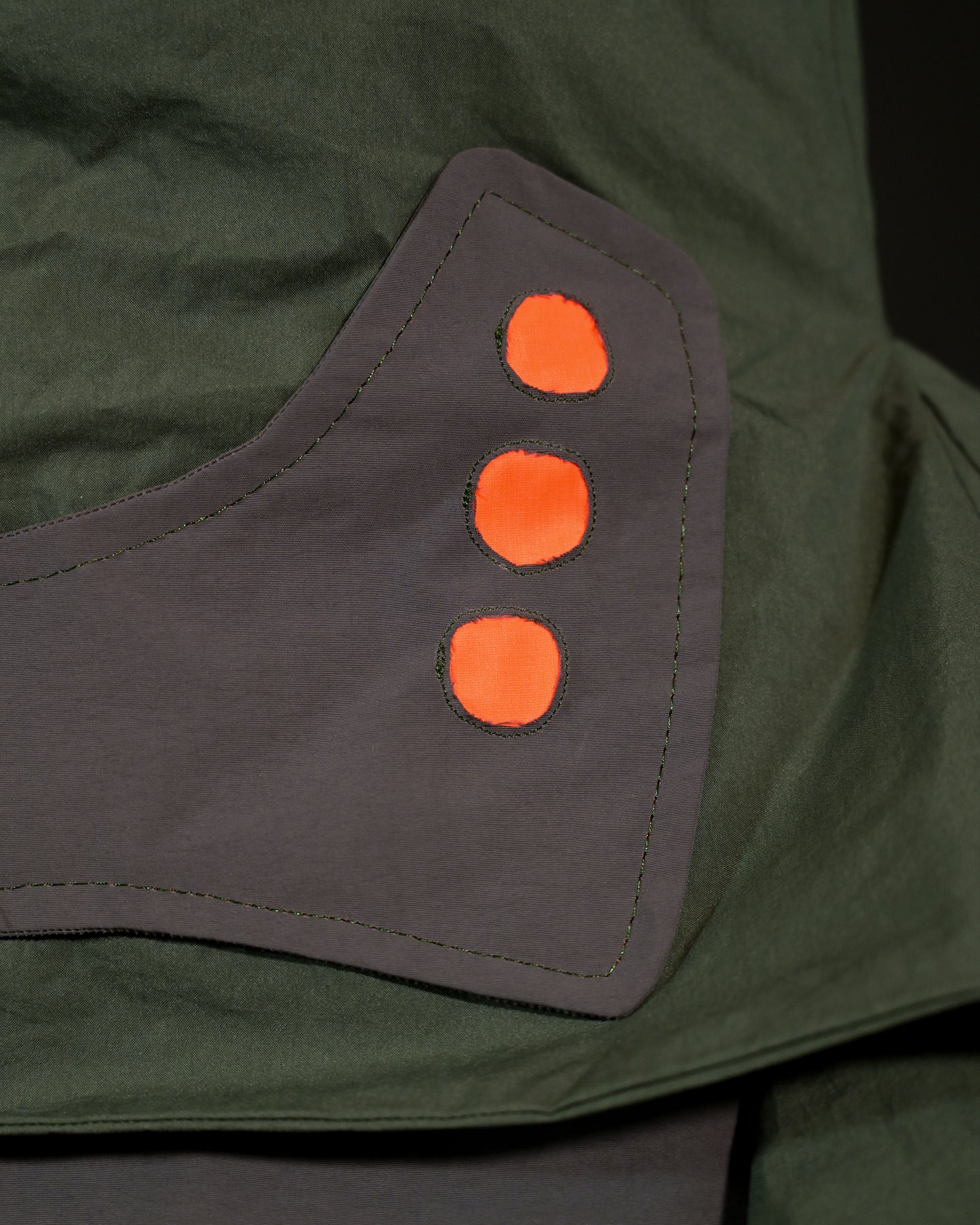 grey industrial techwear sci-fi archive jacket, stitching detail