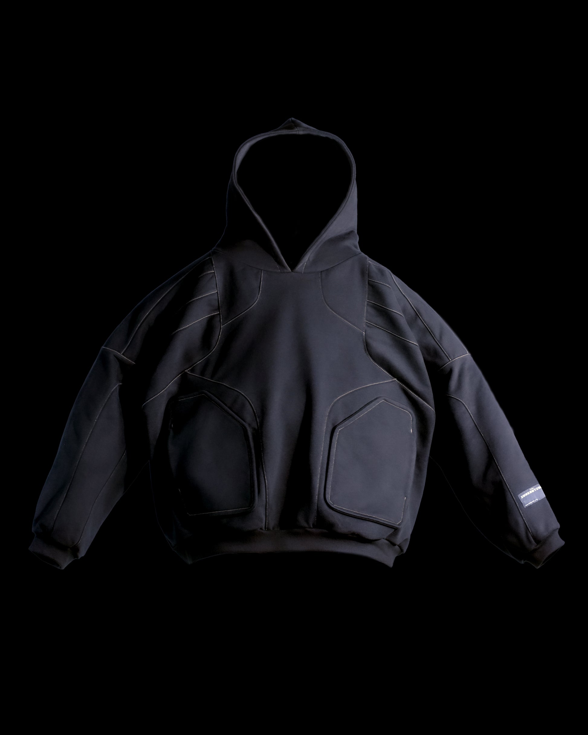 grey industrial work wear blank hoodie, front view