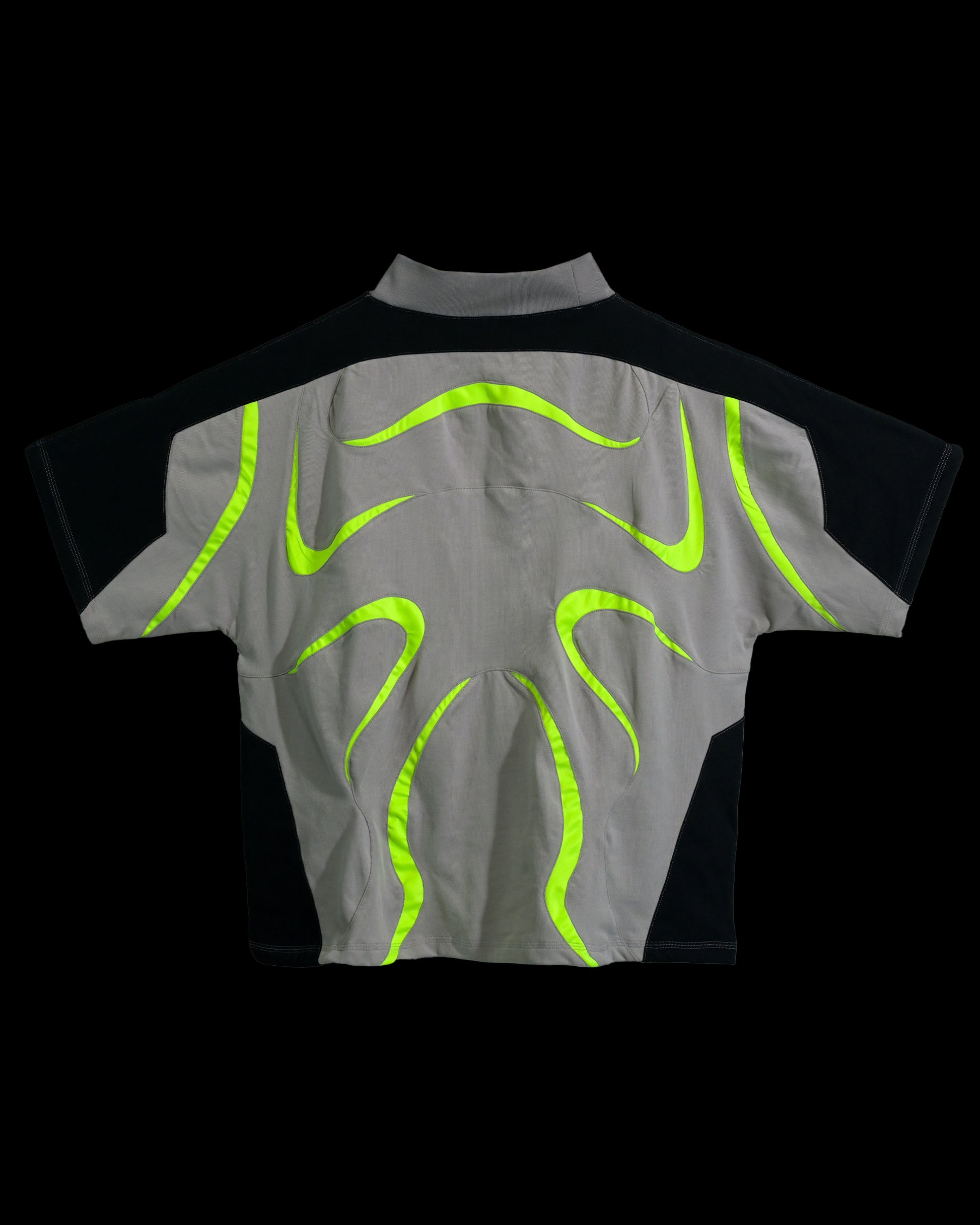 grey sci-fi clothing techwear shirt, back view
