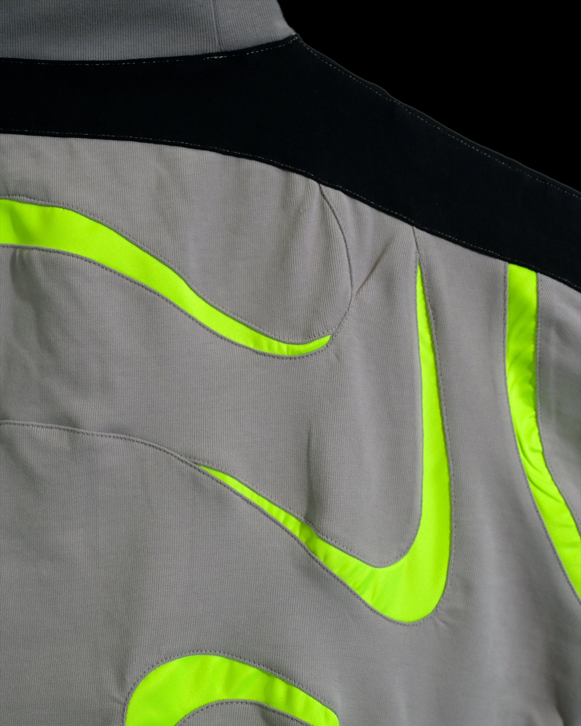 grey sci-fi clothing techwear shirt, back detail view