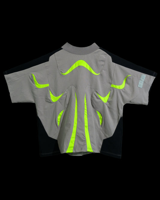 grey sci-fi clothing techwear shirt, front view