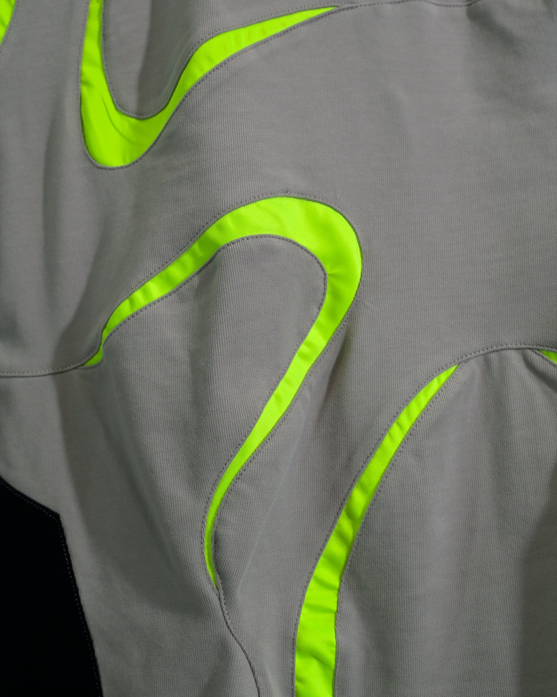 grey sci-fi clothing techwear shirt, detail view