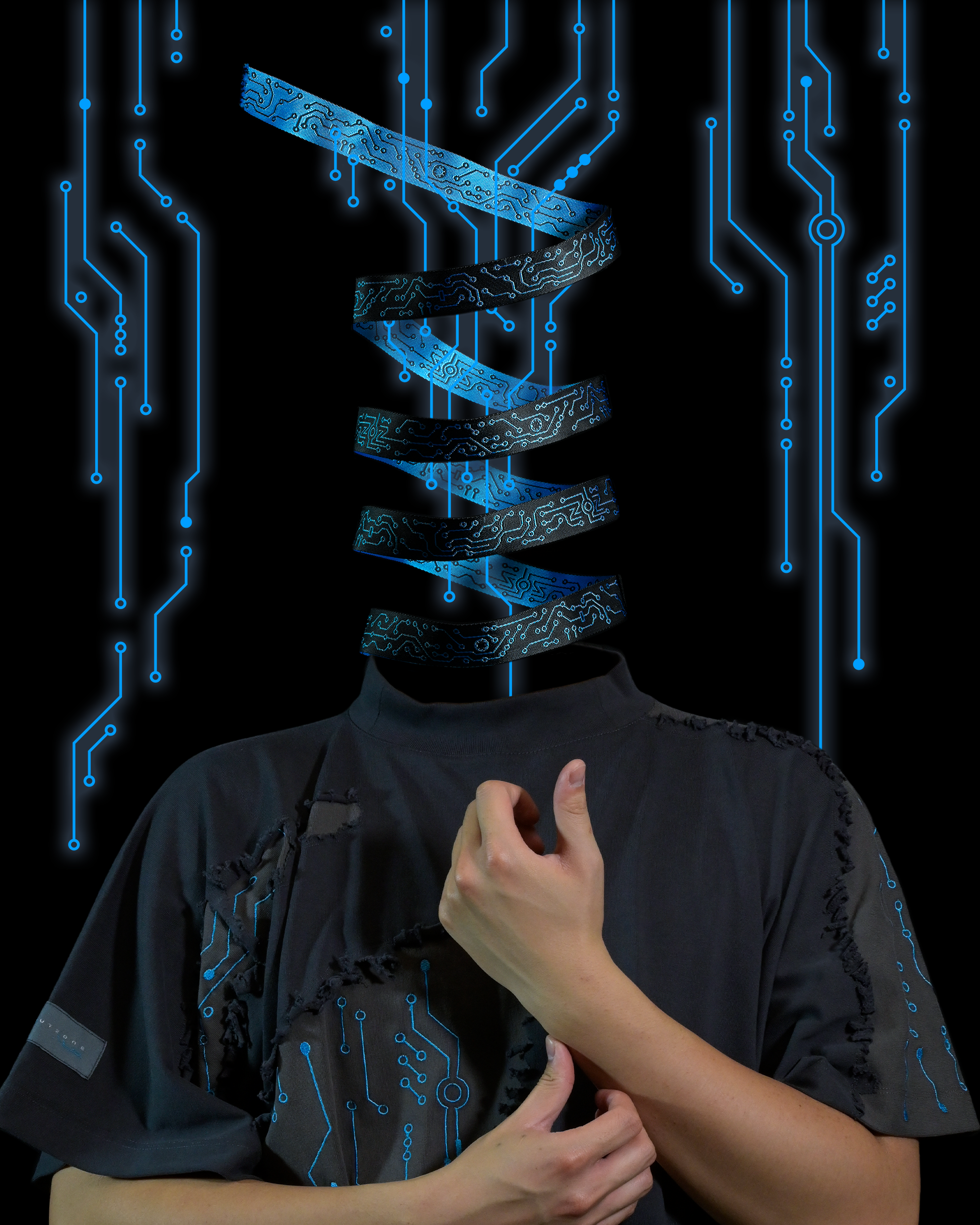 grid futuristic cyberpunk archive clothing streetwear belt, photoshoot