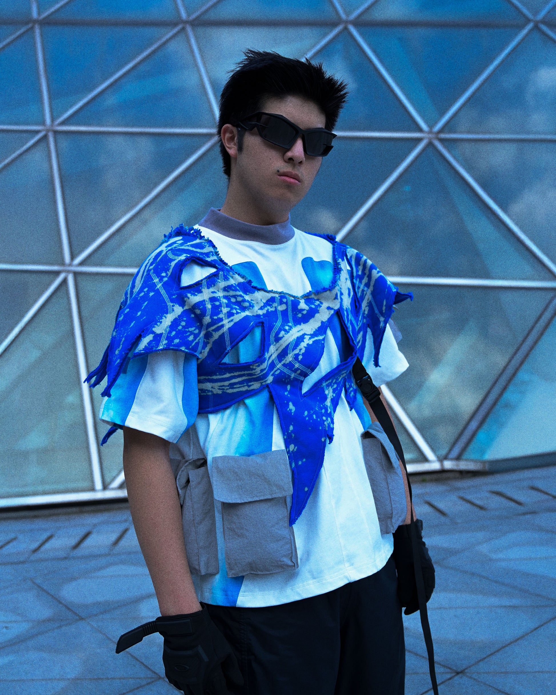 ice planet sci-fi space core cryogenic tee, front standing model view