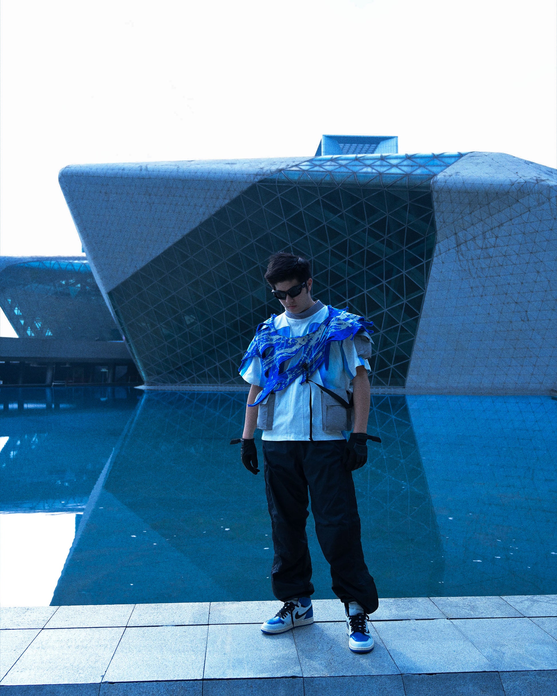 ice planet sci-fi space core cryogenic tee, front model background view