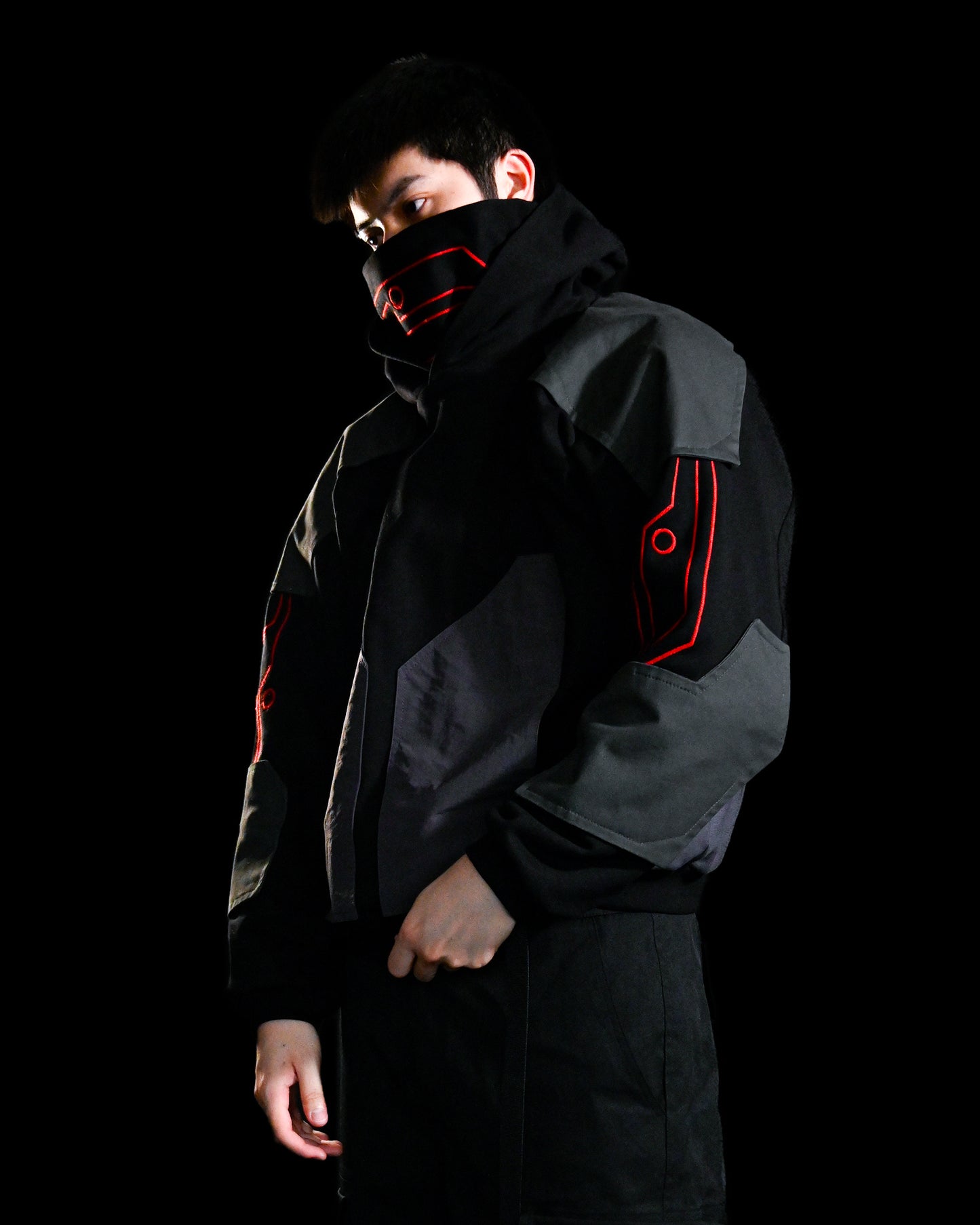 Red Grid Scarf - Large