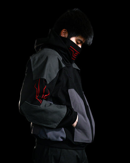 Red Grid Scarf - Large