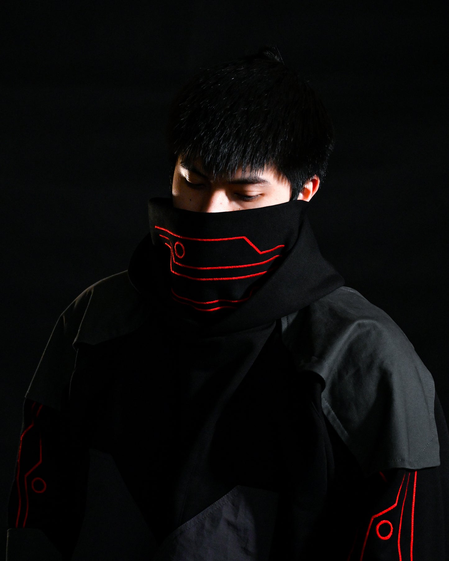 Red Grid Scarf - Large