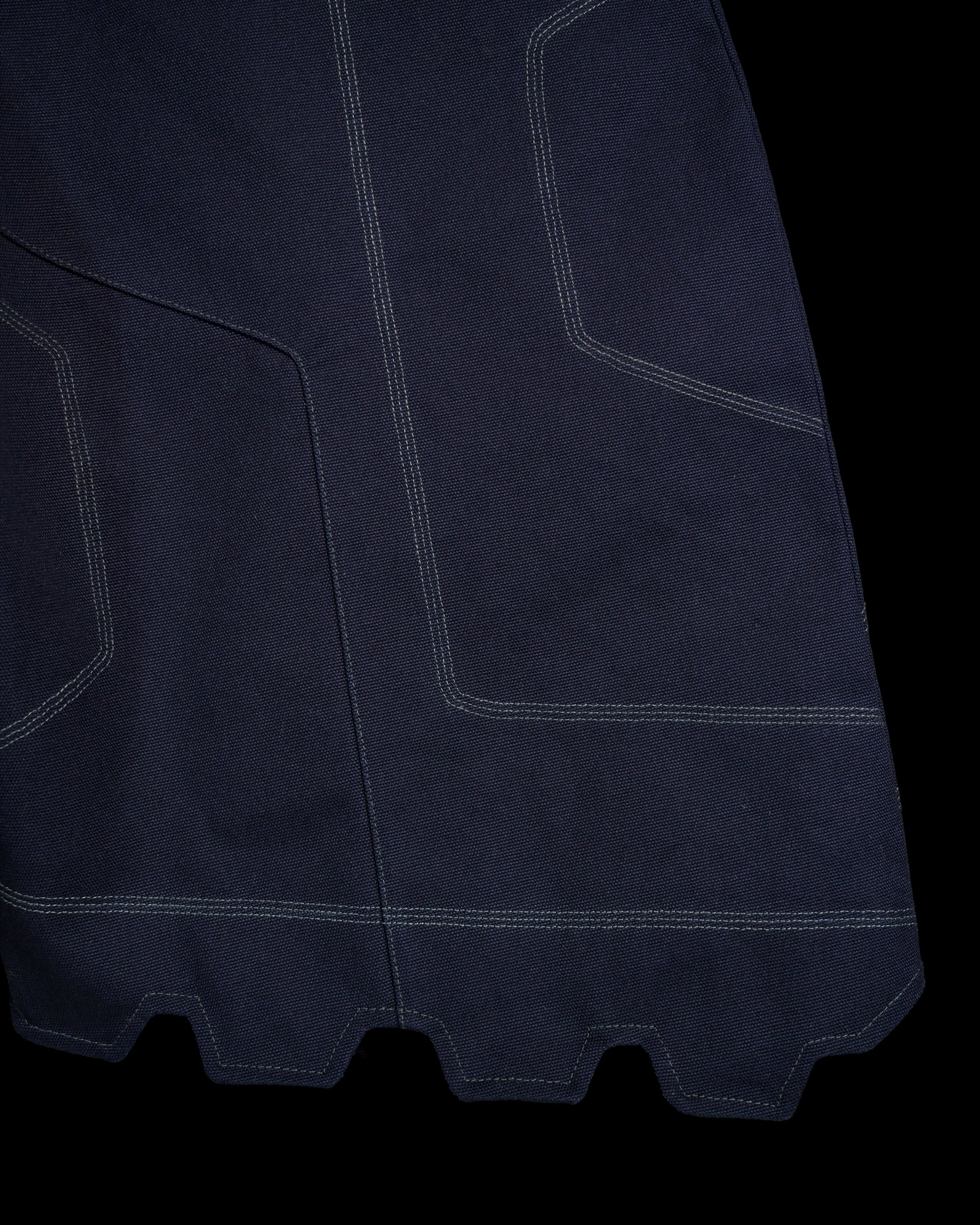 navy cotton canvas techwear cybernetic archive fashion shorts, detail view