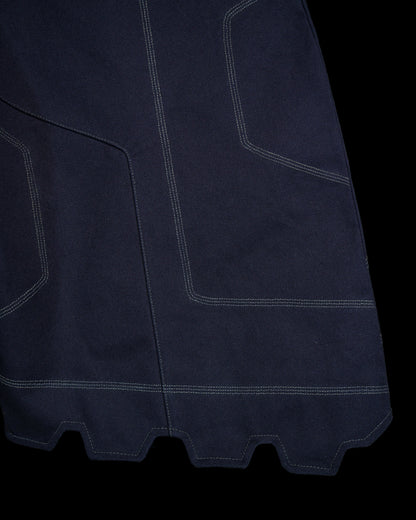 navy cotton canvas techwear cybernetic archive fashion shorts, detail view