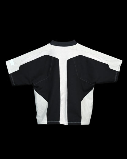 navy futuristic streetwear archive fashion tee, back view