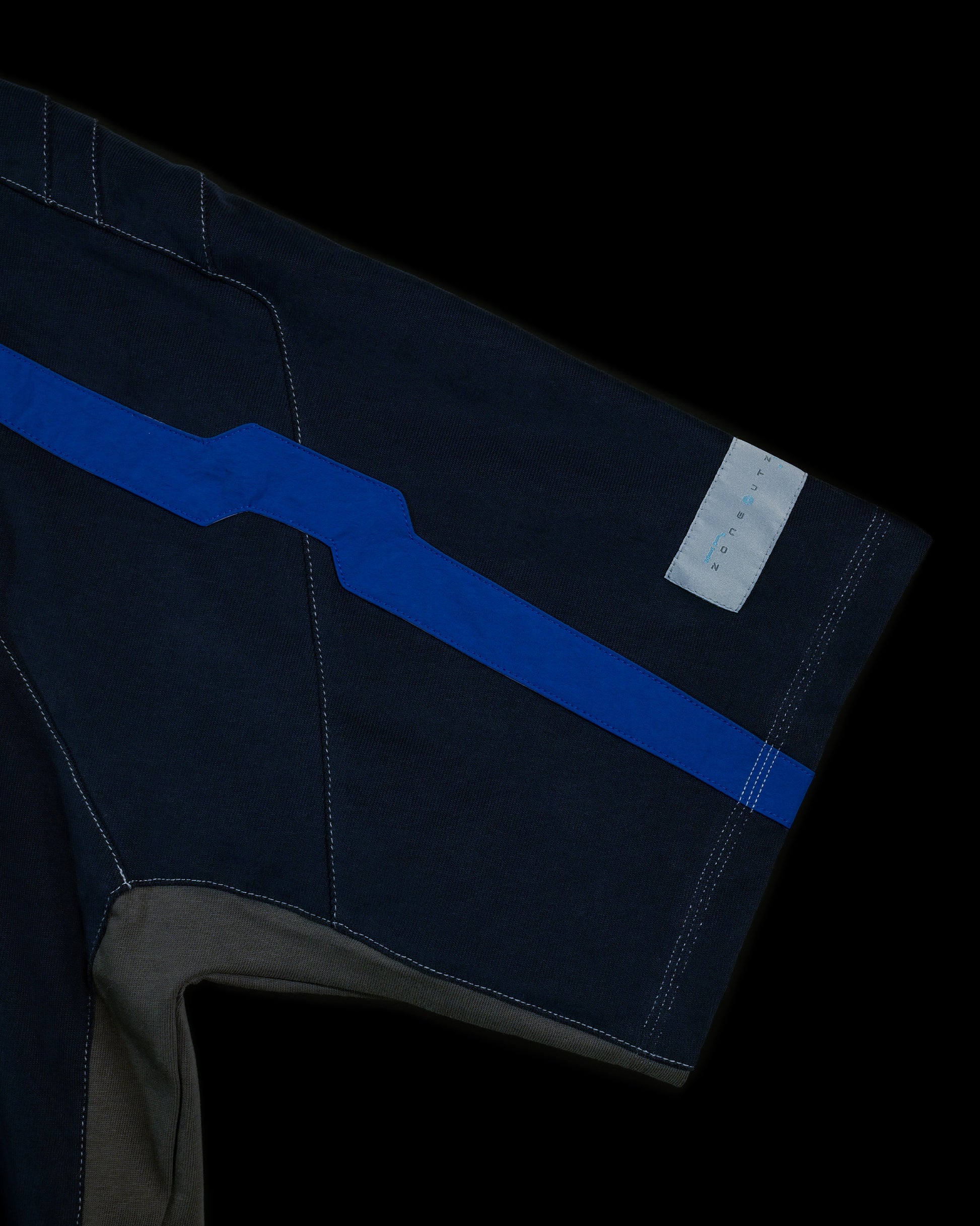 navy sci-fi archive clothing streetwear tee, woven tag view