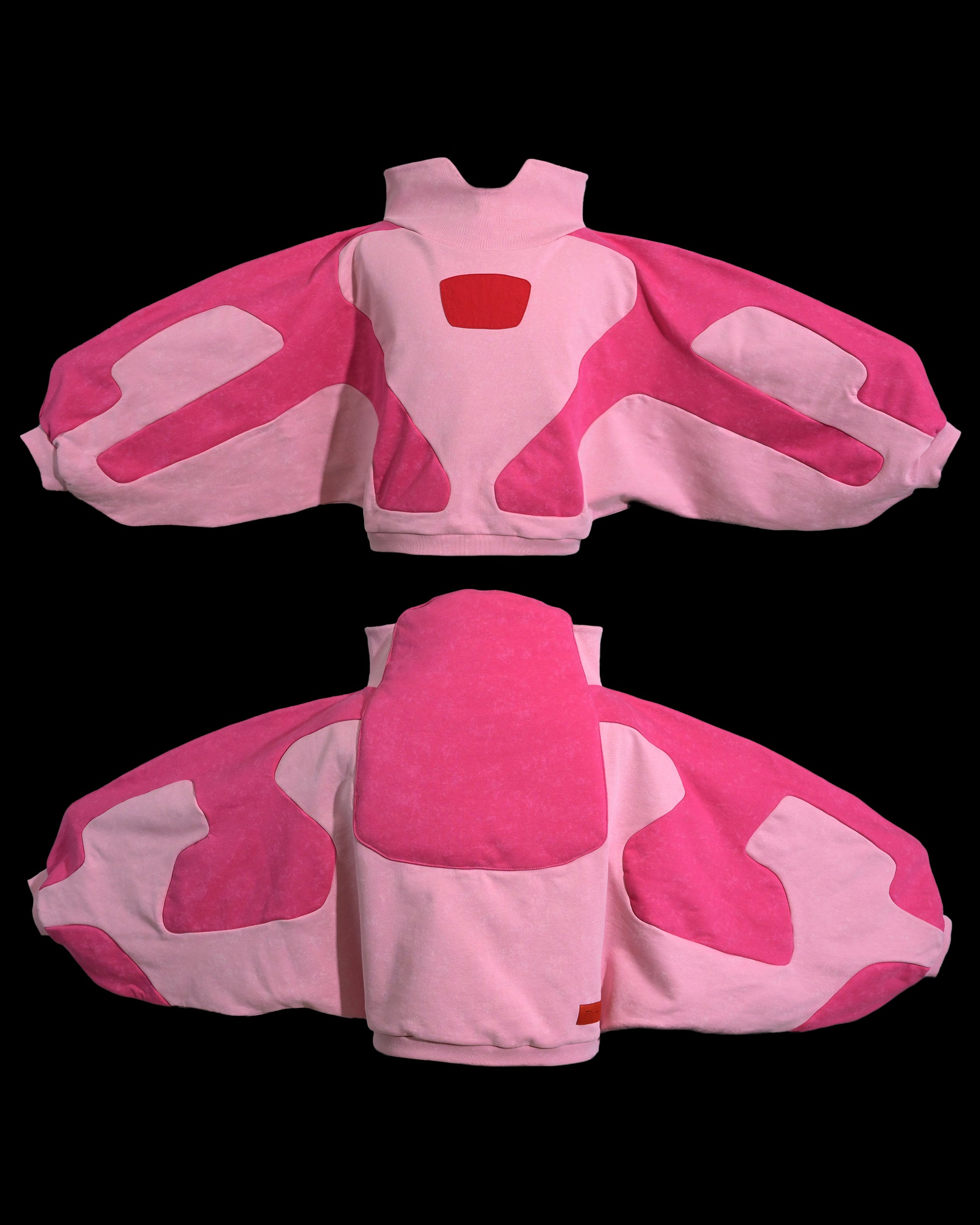 pink artificial love cyberpunk cropped women's sweater, front view
