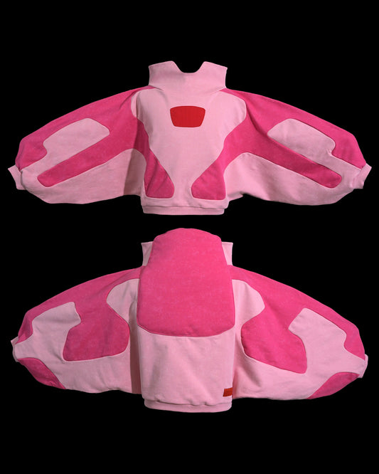 pink artificial love cyberpunk cropped women's sweater, front view