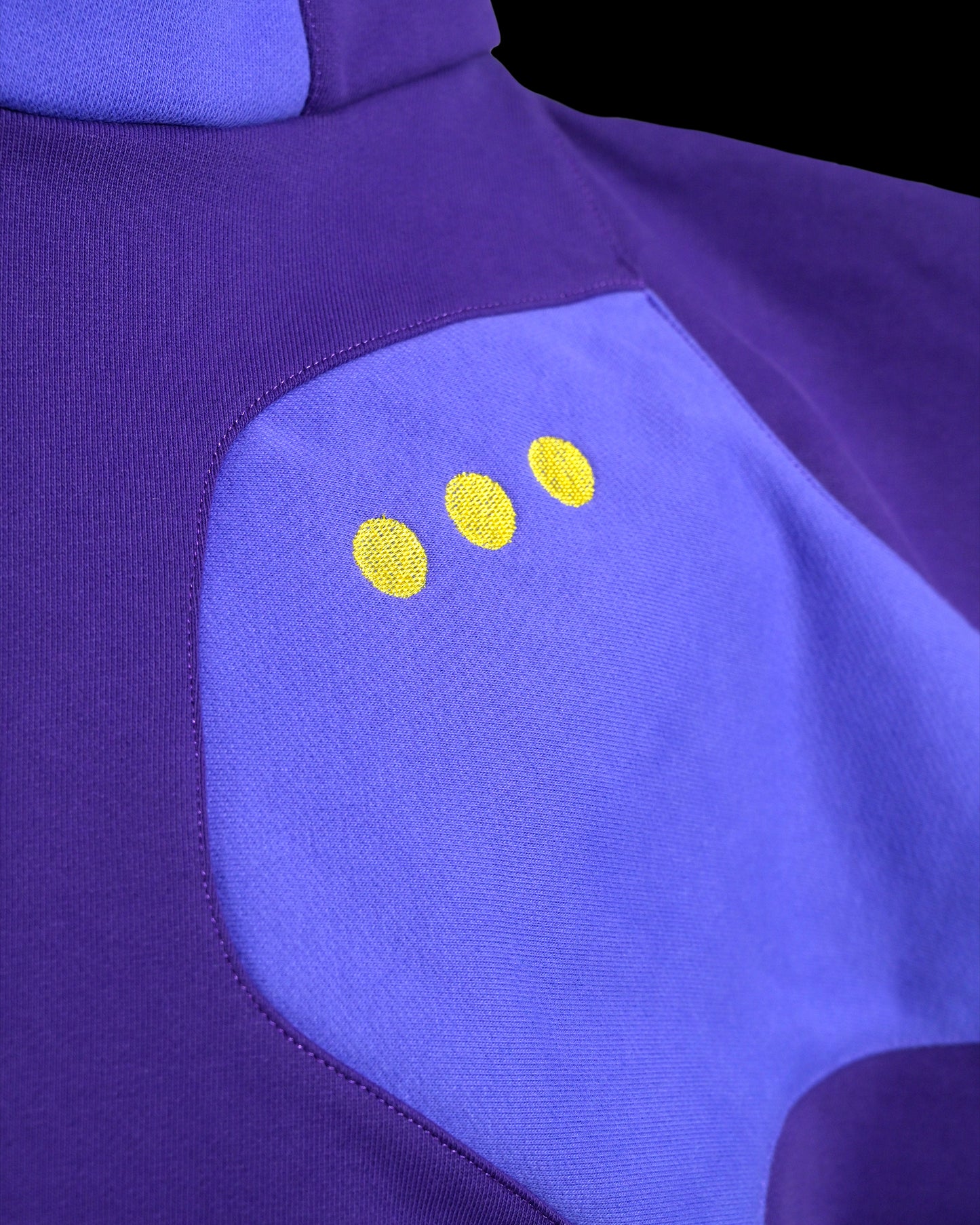purple lavender cyber core futuristic women's hoodie, embroidery detail