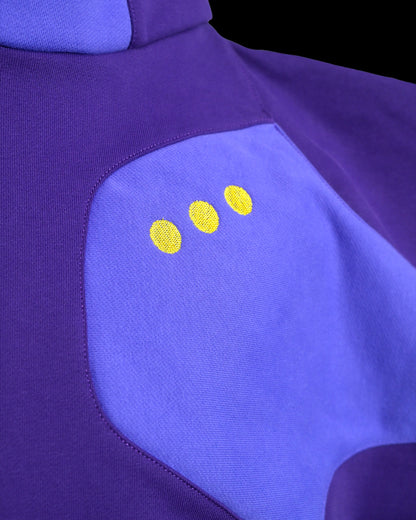 purple lavender cyber core futuristic women's hoodie, embroidery detail