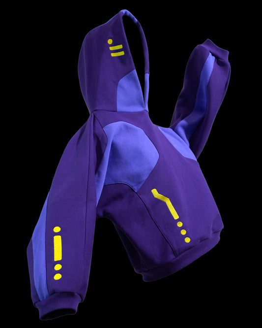 purple lavender cyber core futuristic women's hoodie, front view