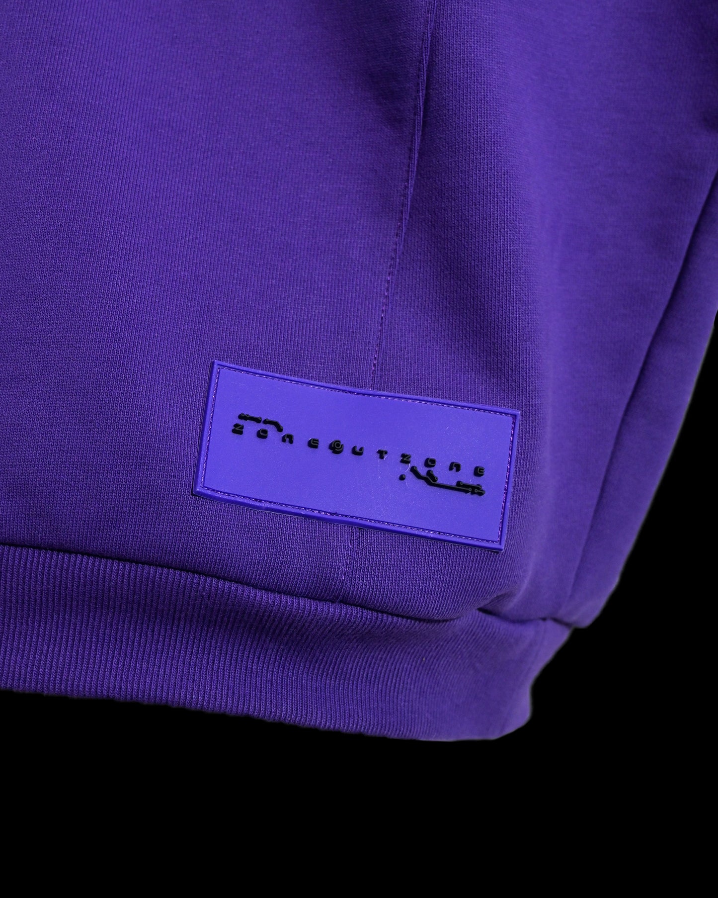 purple lavender cyber core futuristic women's hoodie, rubber tag