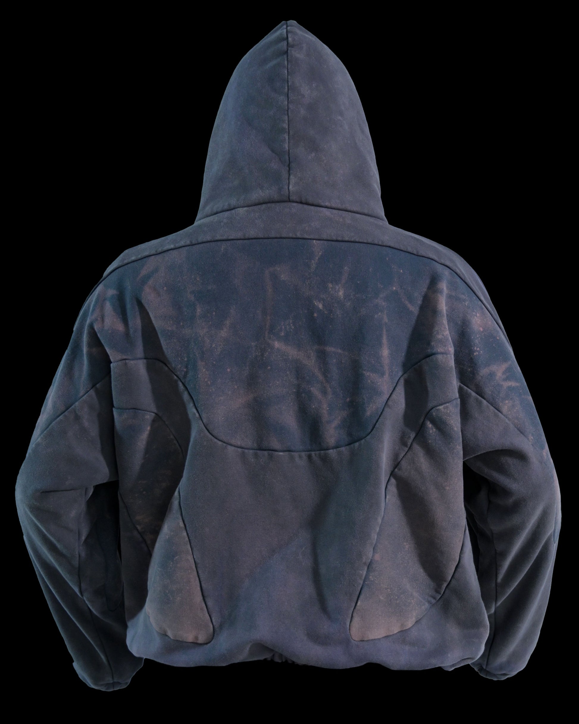 rust faded wash aged vintage distressed hoodie, back view