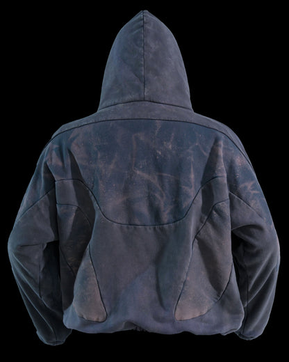 rust faded wash aged vintage distressed hoodie, back view
