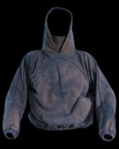 rust faded wash aged vintage distressed hoodie, front view