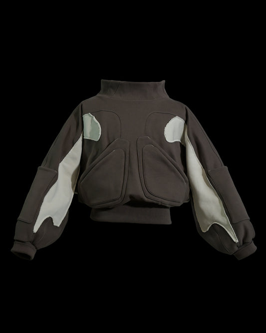 sci-fi women's mocha cropped sweater, front view