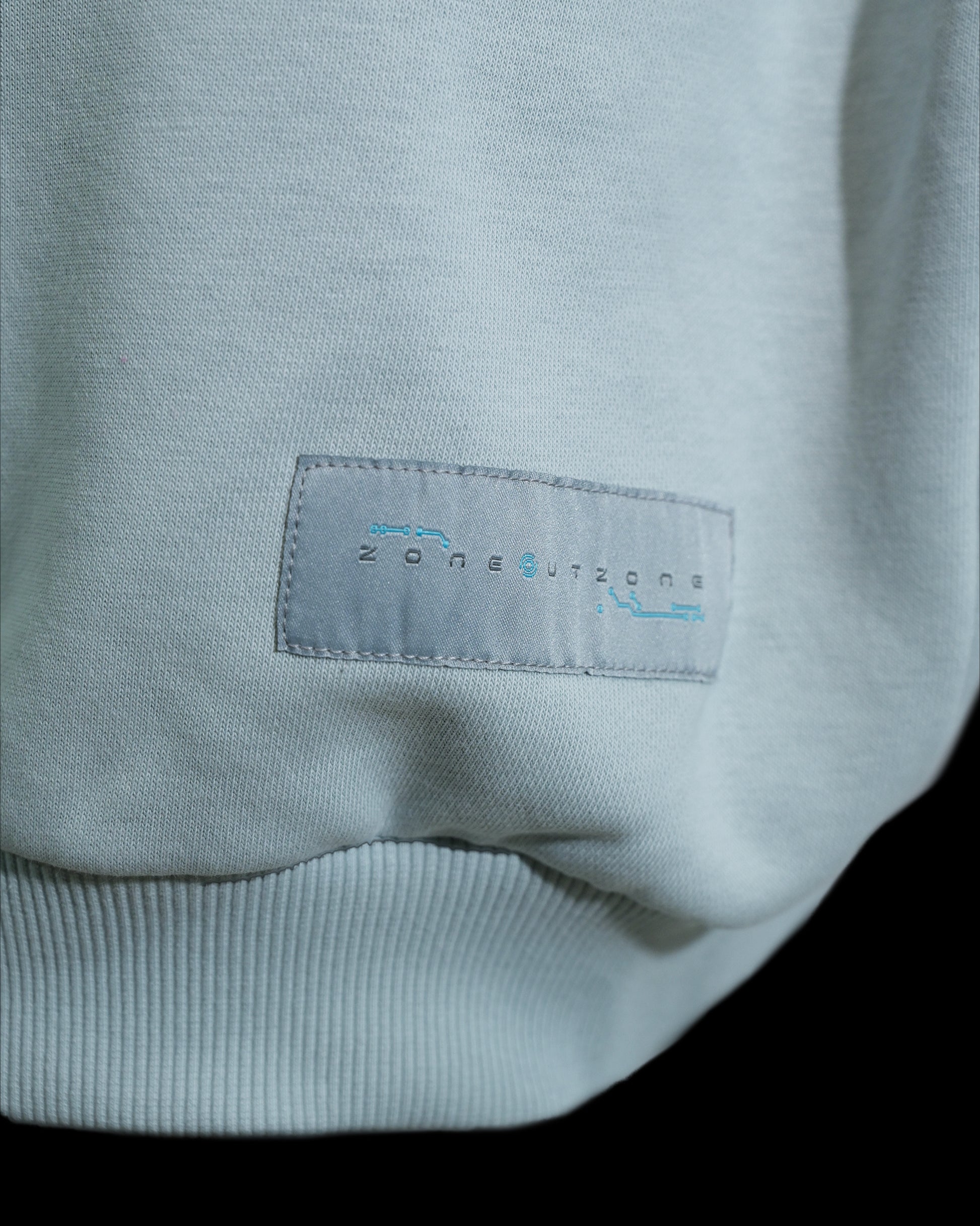 space cyber core streetwear sweater, woven tag view