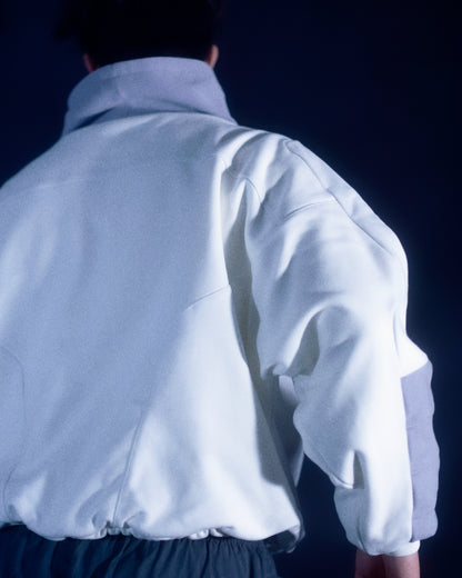 White space astronaut futuristic sweater, back model view
