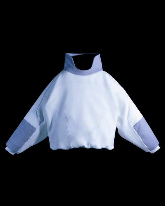 White space astronaut futuristic sweater, front view