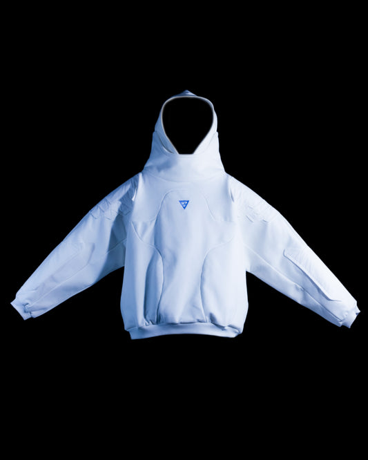 white heavyweight armor blank hoodie, front view