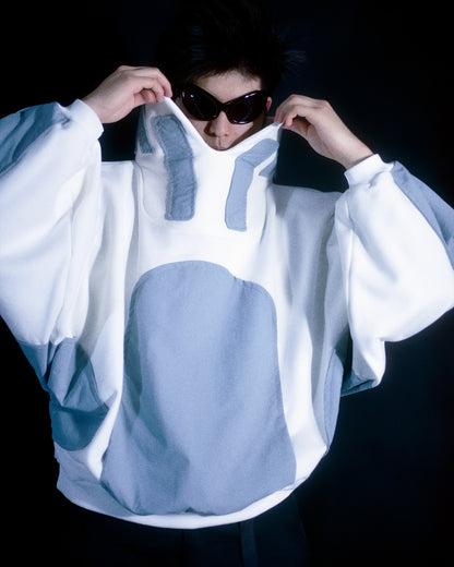 white lightspeed archive fashion sweater, front model view