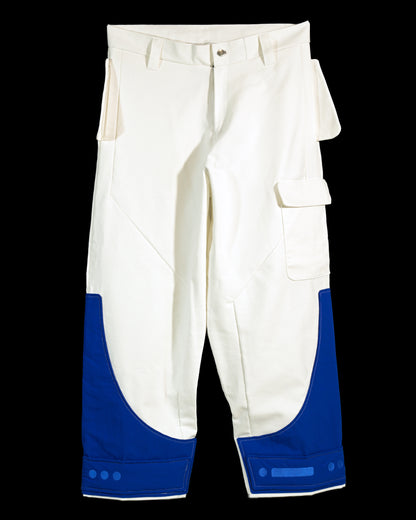 white lunar space streetwear ski pants, front view